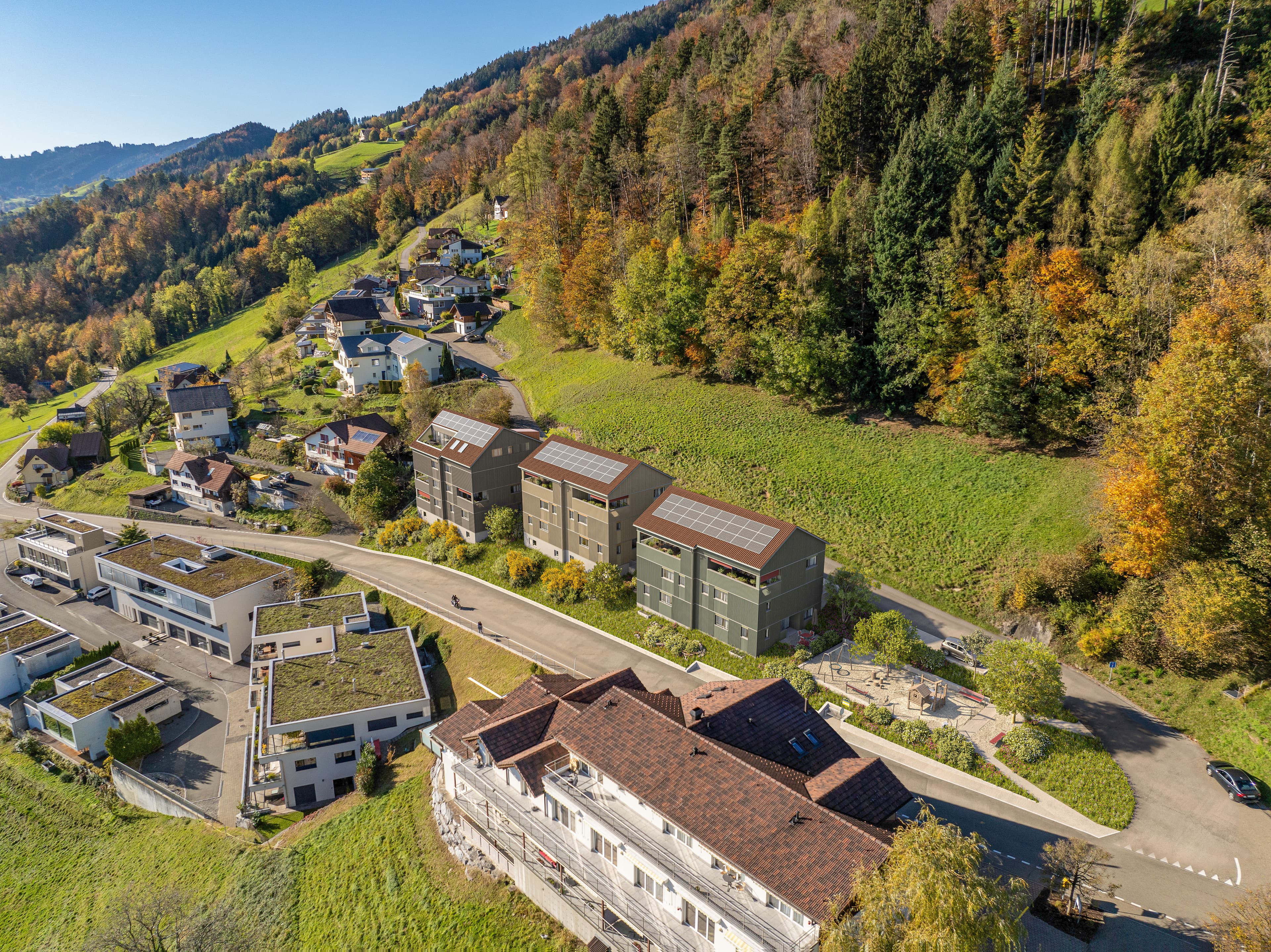Visualisierung der Überbauung Solea aus der Vogelperspektive mit der Umgebung von Mohren